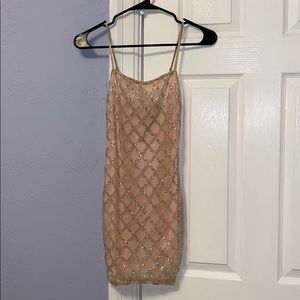 Oh Polly pink and silver sparkly mini dress